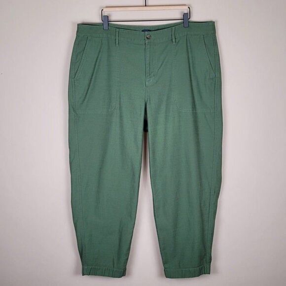 J. Crew Size 18 Cotton Camp Pants High Rise Crop Utility Green - Picture 2 of 10